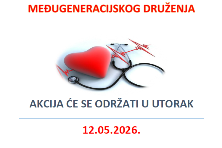 Akcija mjerenja krvnog tlaka i razine šećera u krvi i radionici prve pomoći, sigurnog življenja i međugeneracijskog druženja